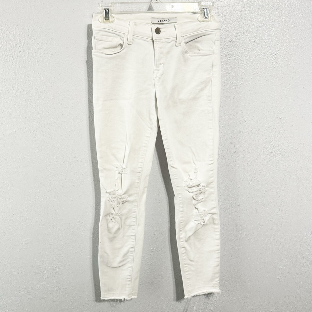 J Brand white distressed demented skinny jeans size 25